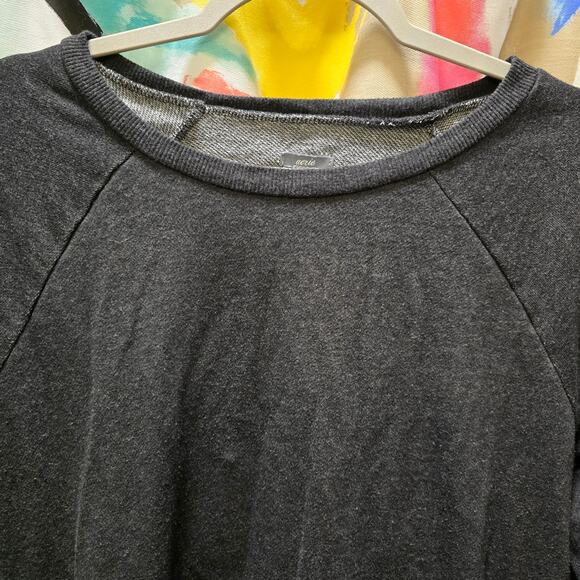 Aerie dark gray terry cloth long sleeve sweatshirt ribbon ties boat neck large - Picture 3 of 11